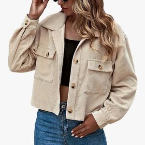 Amazon Women’s Cream Corduroy Lightweight Button Up Size L